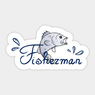 Jumping Fish Fisherman Sticker